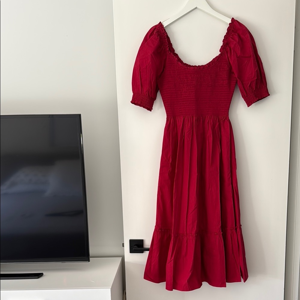 Hill House deep red cotton dress